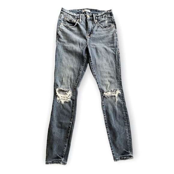 Good American Good Legs Distressed Crop Jeans - Picture 1 of 11